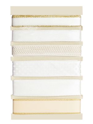 Dekorační stuhy, sada 6x1,5m ivory
