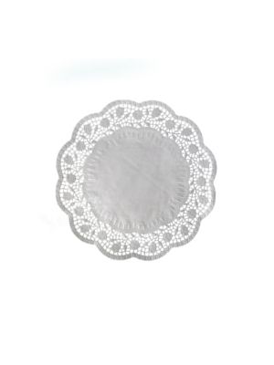 Dekoračná krajka (PAP) okrúhla biela Ø24cm [100 ks]