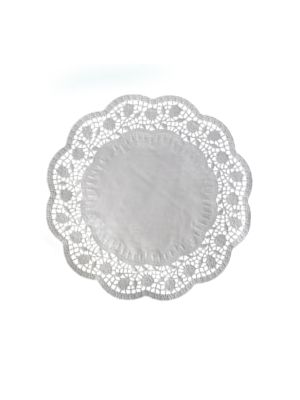 Dekoračná krajka (PAP) okrúhla biela Ø30cm [100 ks]