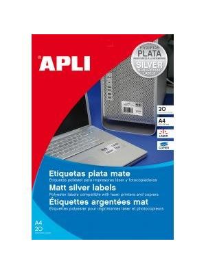 Etikety polyesterové 45,7x21,2mm APLI A4 20 hárkov strieborné