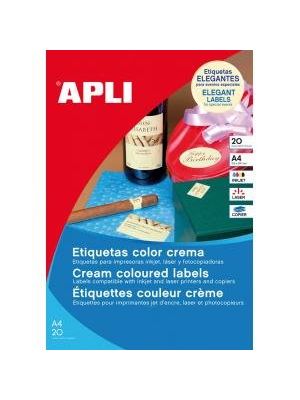 Etikety farebné 210x297mm APLI A4 20 hárkov krémové