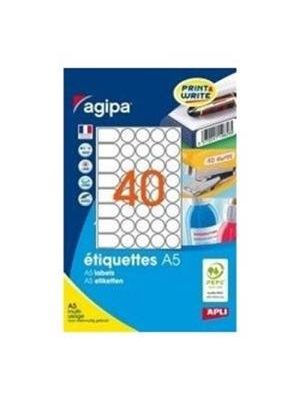 Etikety kruhové 24mm Agipa A5 biele