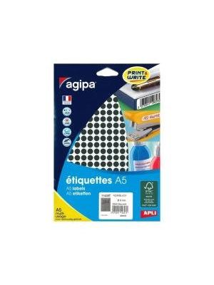 Etikety kruhové 8mm Agipa A5 čierne