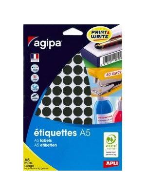 Etikety kruhové 15mm Agipa A5 čierne