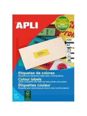 Etikety farebné 70x31mm APLI A4 100 hárkov fluo červené