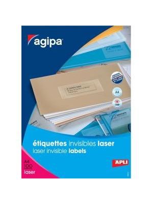 Etikety polyesterové priehľadné 70x37mm Agipa A4 laser 100 hárkov