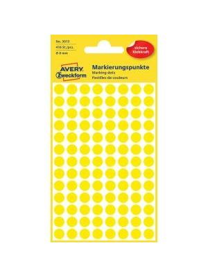 Etikety kruhové 8mm Avery žlté