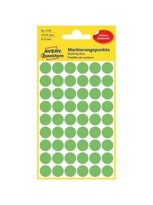 Etikety kruhové 12mm Avery neónovo zelené