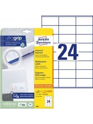 Etikety univerzálne 70x36mm Avery A4 25+5 hárkov