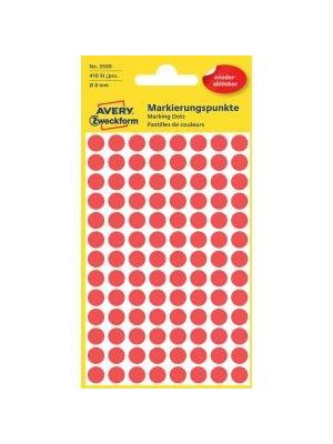 Etikety kruhové 8mm Avery odnímateľné červené