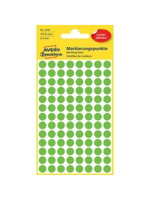 Etikety kruhové 8mm Avery odnímateľné zelené