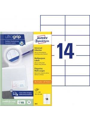 Etikety univerzálne 105x42,3mm Avery A4 100 hárkov