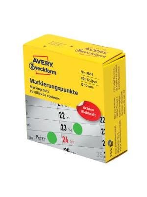 Etikety kruhové 10mm Avery zelené v dispenzore