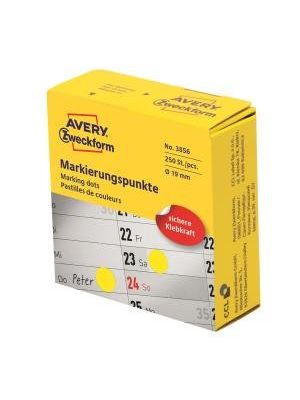 Etikety kruhové 19mm Avery žlté v dispenzore