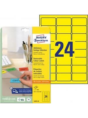 Etikety Avery odnímateľné 63,5x33,9 mm, žlté