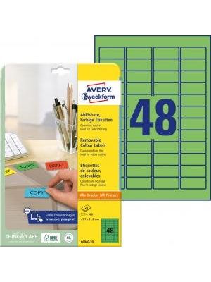 Etikety Avery odnímateľné 45,7x21,2 mm, zelené