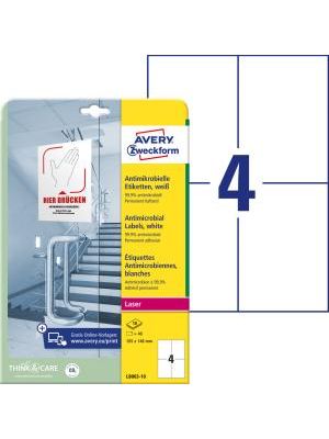 Etikety antimikrobiálne 105x148mm Avery A4 biele 10 hárkov