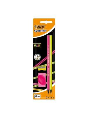 Grafitové ceruzky FLUO 2ks so strúhadlom a gumou