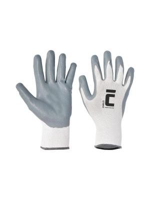 Rukavice nylon/úplet/nitril BABBLER, sivé/biele, veľ. 9/L