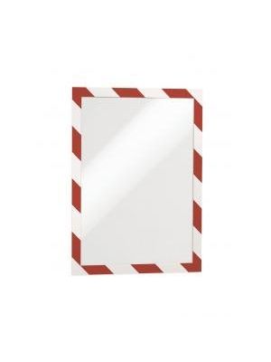 Samolepiaci Duraframe Security A4, červeno-biely, bal.2 ks