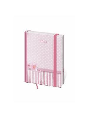 Diár Vario denný B6 12x16,5cm s gumičkou Pink 2024