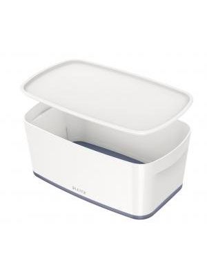 Úložný box s vekom Leitz MyBox, veľkosť S biela/sivá