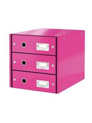 Zásuvkový box Leitz Click & Store 3 zásuvky metalická ružová
