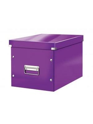 Štvorcová škatuľa Click & Store A4 metalická purpurová