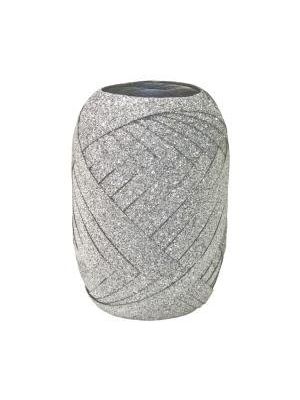 Vianočná darčeková stuha glitrová strieborná 5mm x 10m
