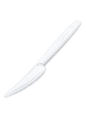 Nože plastové znovu použiteľné biele 18,5 cm (50 ks)