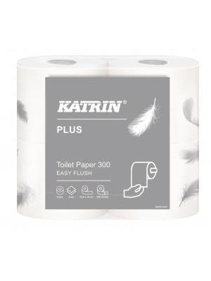 Toaletný papier 2-vrstvový KATRIN Toilet 300 rýchlorozpustný, návin 37,5 m (4 ks)