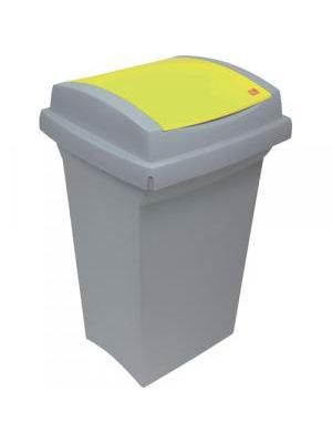 Odpadkový kôš na triedenie odpadu - plastový, so žltým vekom, 50 l