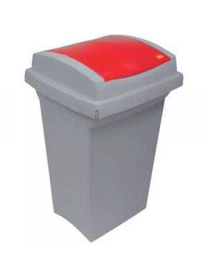 Odpadkový kôš na triedenie odpadu - plastový s červeným vekom, 50 l