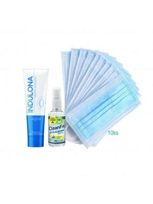 Balíček (10 ks rúška+ Indulona originál 85 ml + Cleanfit gél 50 ml)