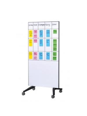 Tabuľa GLASSBOARD 90x175cm biela na kolieskach
