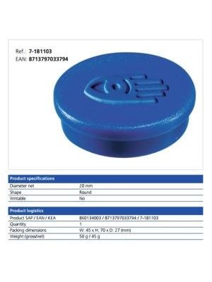 Magnet 20 mm modrý 10 ks