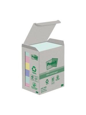 Bločky Post-it recyklované NATURE, pastelové farby, veľkosť 38x51 mm, 6 bločkov po 100 lístkov