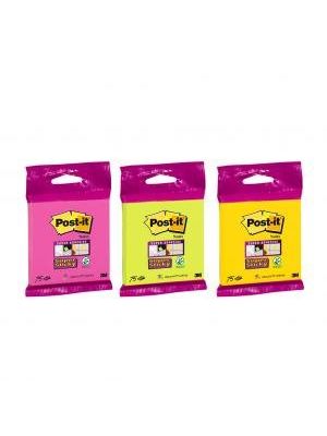 Bločky Post-it Super Sticky 76x76mm, 75l mix farieb žltá, zelená, fuksiová