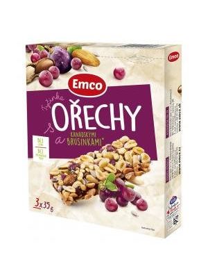 Tyčinka Emco s orechami a kanad. brusnicami 3 x 35 g