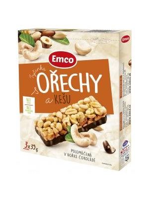 Tyčinka Emco s orechami a kešu 3 x 35 g