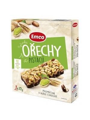 Tyčinka Emco s orechami a pistáciou 3 x 35 g