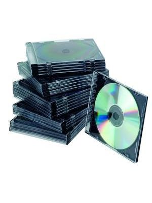 Obal Slim na CD/DVD Q-CONNECT z plastu čierny/priehľadný, 25ks