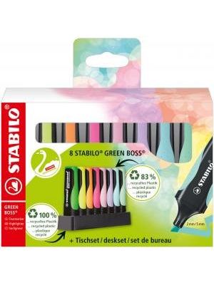 Sada zvýrazňovačov  STABILO GREEN BOSS 8S so 4 rôznymi pastelovými a neónovými farbami