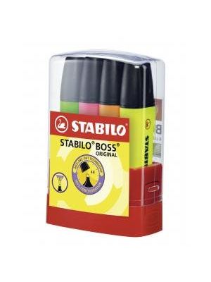 Sada zvýrazňovačov STABILO BOSS ORIGINAL BOSSparade 4 ks Stolný set  žltá, oranžová, zelená, ružová