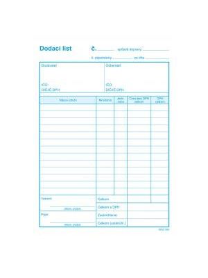 Dodací list A5 s DPH samoprepis