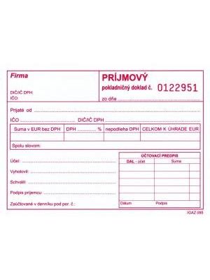 Príjmový pokl.doklad A6 s DPH číslov.samoprepis